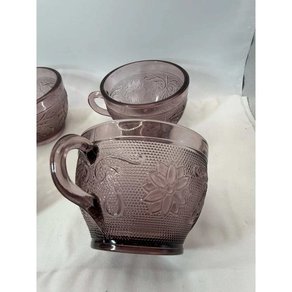 4 PCs- Tiara Sandwich Pattern Plum Amethyst Cups
